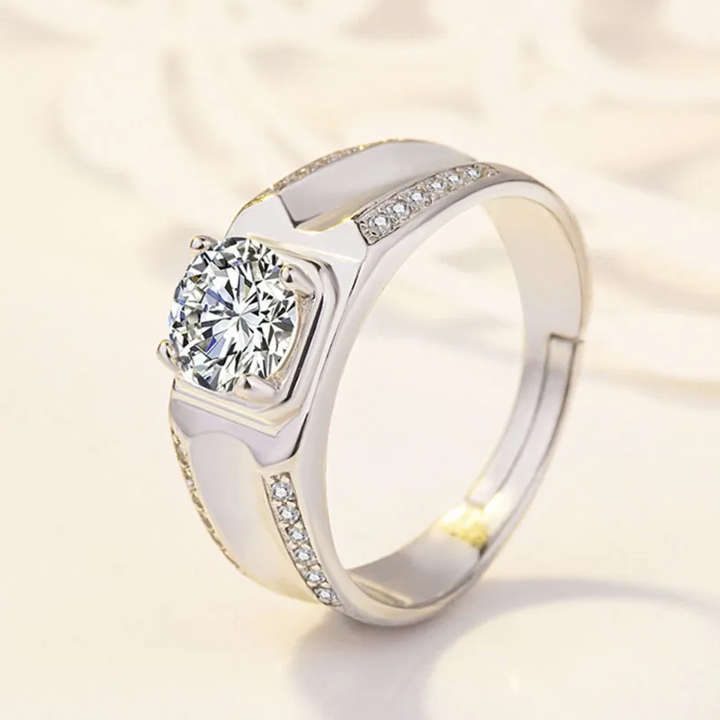 

Fashion Wedding Engagement Adjustable Opening Ring Silver Plated Color Inlaid Crystal Rhinestone Female for Women Jewelry