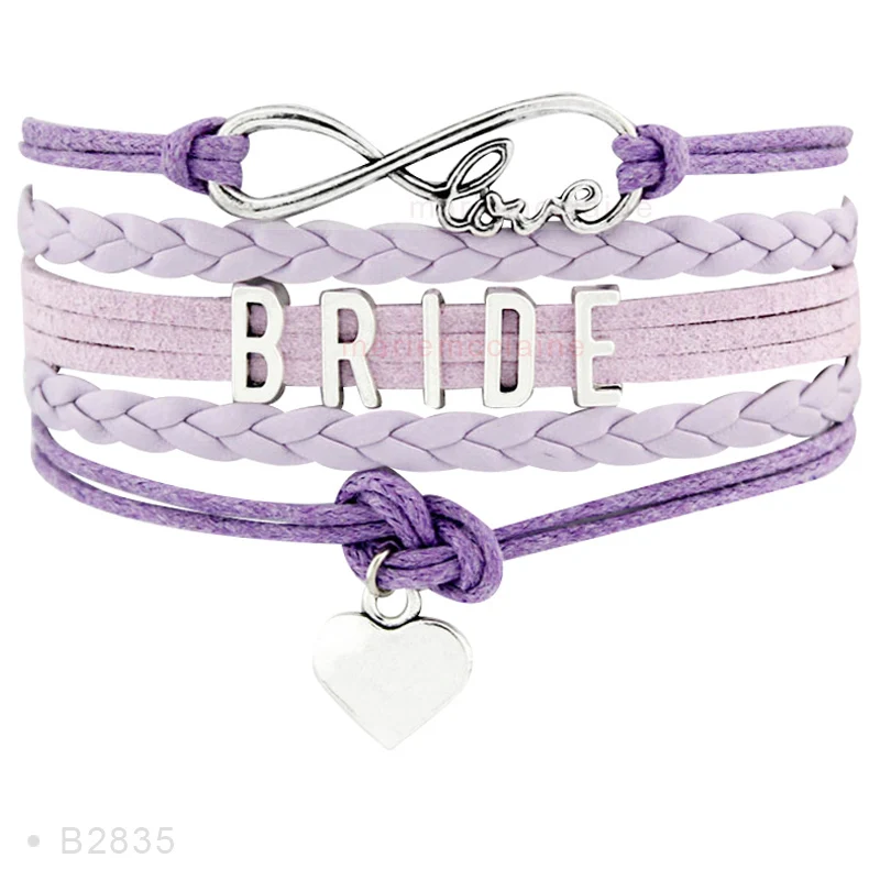 Женские многослойные кожаные браслеты с сердечками Infinity Love Maid of Honor для подружки