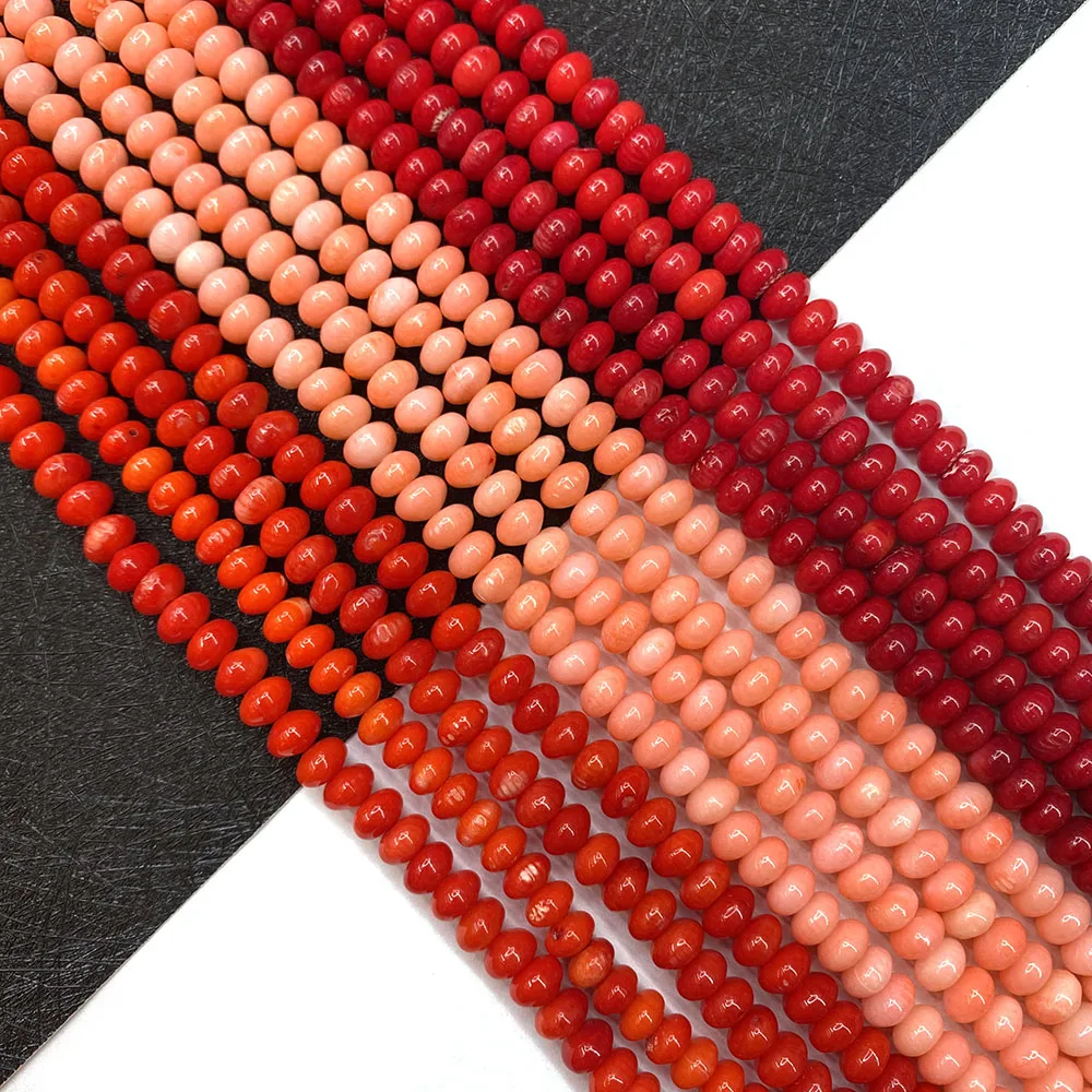 

Red Coral Beads Abacus Coral Beads for Handmade DIY Fashion Necklace Bracelet Accessories, Length 15 Inches, Size 4x6 Mm