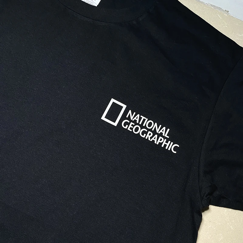 

2021 National Geographic Magazine Style Print Men T-shirt For Harajuku Peripheral Fashion Clothes Cotton Tops Field Adventure