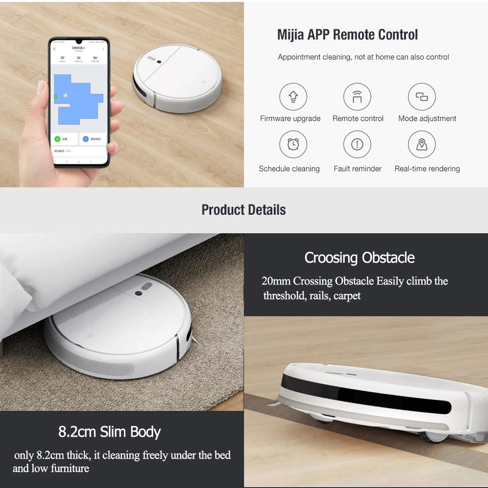 Робот пылесос Xiaomi Mi 1C для дома автоматическое подметание ковров и влажная уборка