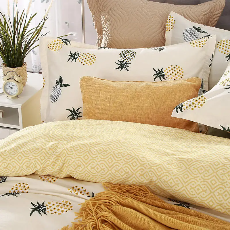 Комплект постельного белья с желтым ананасом серым Детский домашний текстиль