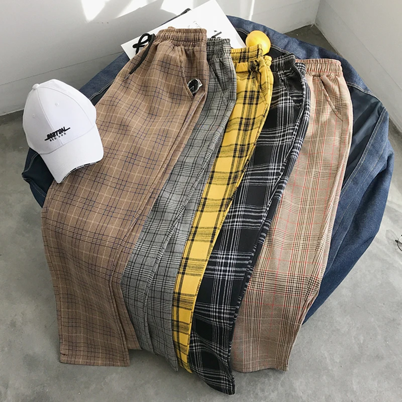 

Men's Korean Casual Pants Harem Pants 2022 Spring and Summer Men's Black Plaid Yellow Plaid Fashion Striped High-quality Pants
