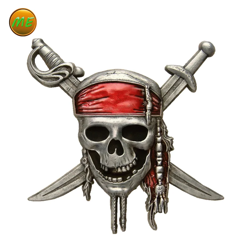 Punk Metal Badges Caribbean pirate Skeleton  Locomotive Skull Pirate Large Medium Fashionable Medallion Clothes DIY Brooch Pin