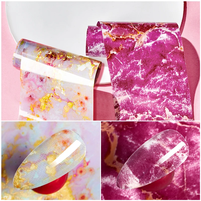 Лак для ногтей Фольга Стикеры комплект голографическая Мрамор Звездное клей Sky