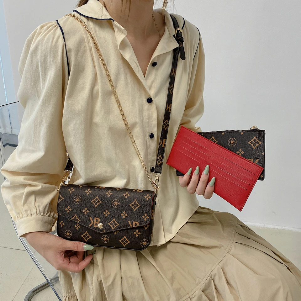 

Luxury Brand women Crossbody Bags Handbag fashion Designer 3-IN-1 Messenger Bags woman wallet Clutch Chain Shoulder Bag purse