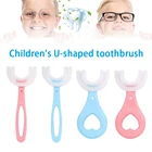 U-образная зубная щетка, мягкая силиконовая щетка с головкой, 360 , чистка зубов полости рта для малышей, Детские аксессуары для ванной комнаты
