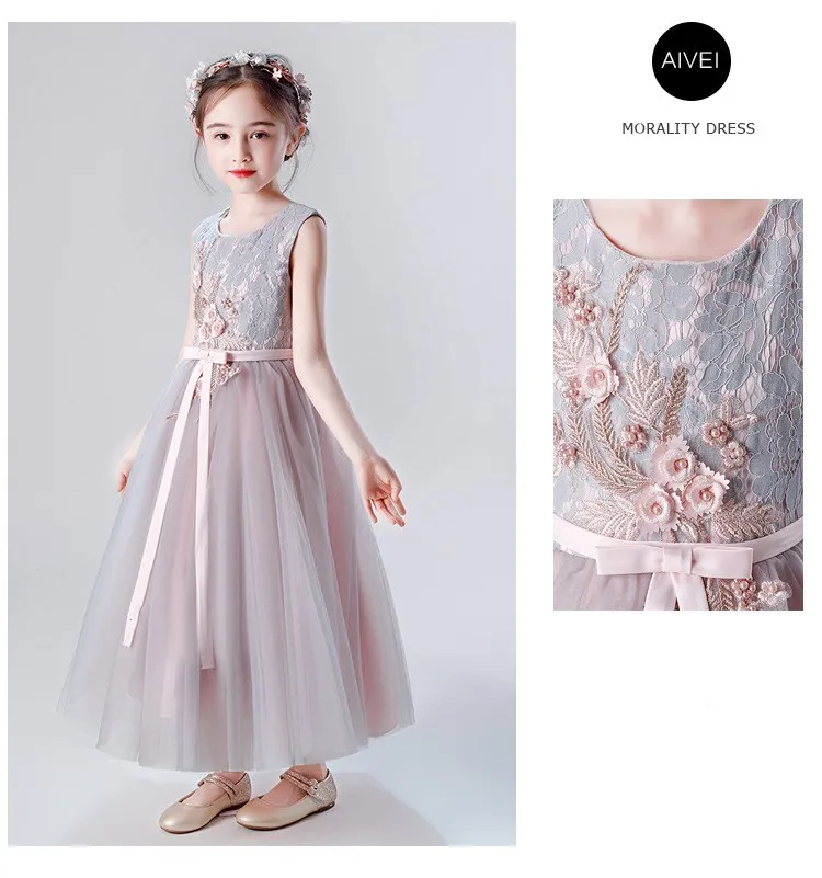 

Girl Communion Dress Ball Gown Kids Lace Embroidered Fairy Flower Girls Dresses for Wedding Elegant Girls Pageant Ball Gowns