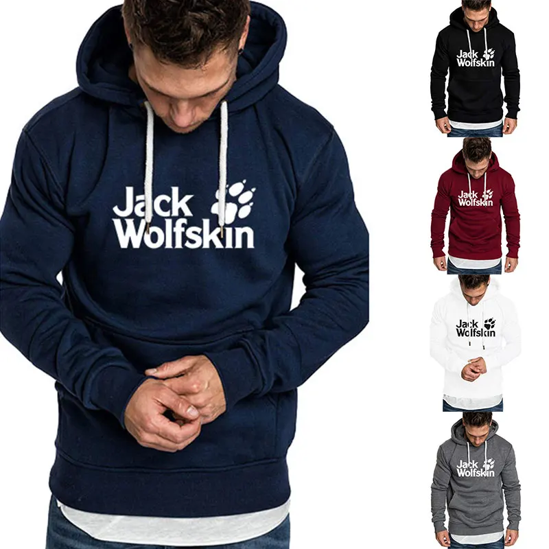 

Jack Wolfskin Hoodies Casual Pullover Sweatshirts Street Style Unisex Autumn Winter Hip Hop Fleece Hoodies