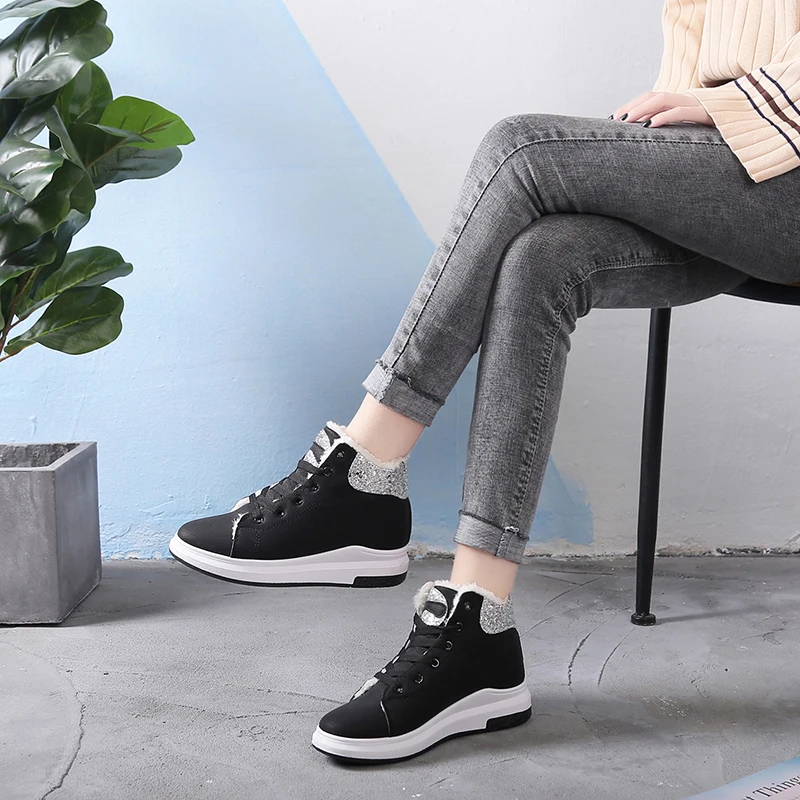 2019 г. новые зимние женские теплые ботинки модные ботильоны на теплом меху уличная