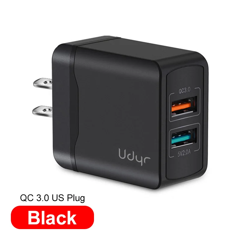 US Black Udyr Quick Charge 3,0 28W QC 3,0 адаптер зарядного устройства с двойным USB EU вилка Дорожное настенное зарядное устройство для мобильного телефона для iPhone 11 samsung Xiaomi - Тип штекера: US Black