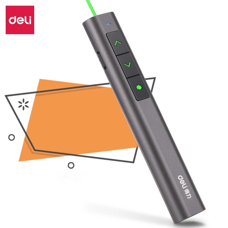 

Deli 2809 Rechargeable Laser Pointer Green Laser Sight Light Pen Lithium Battery Projector Presentation Remote Powerpoint Slide