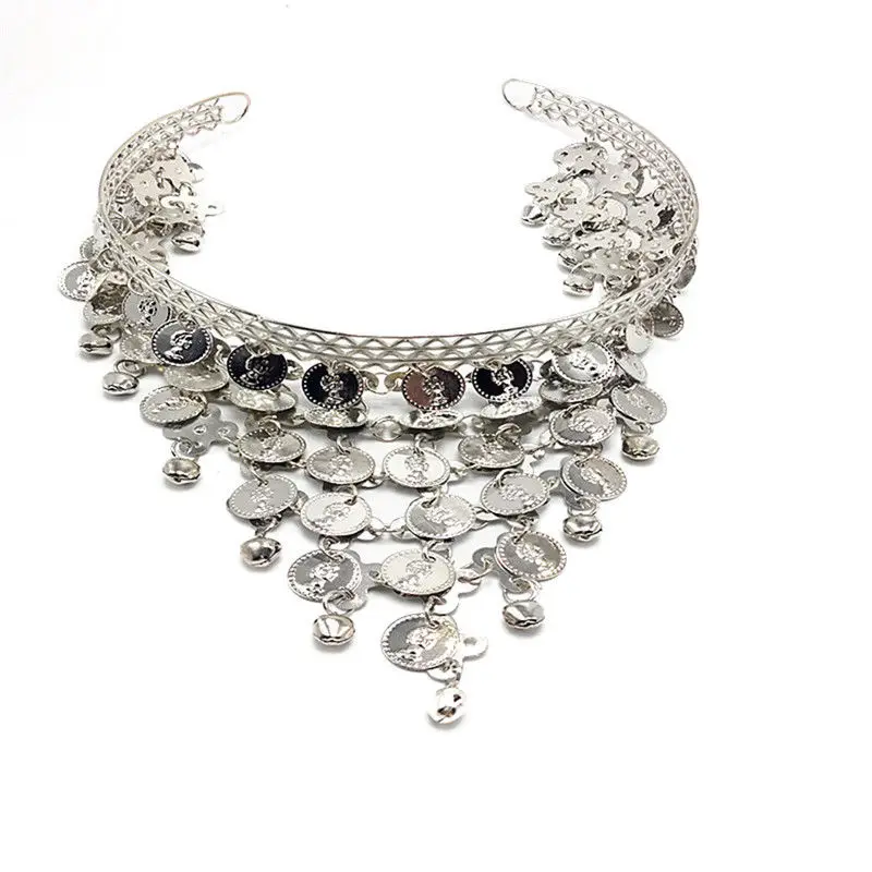 Boho классическая золотая монета с кисточкой для живота украшение на голову танцев