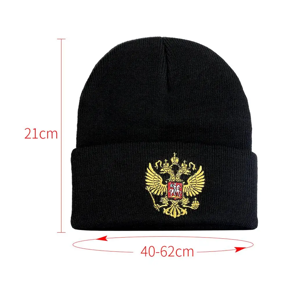 Knit Womens Winter Hats Warm Russian Double Eagle Embroidery Cotton Mens Beanies Cold Skullcap Short Caps Bonnet Girls Boy Hat | Аксессуары