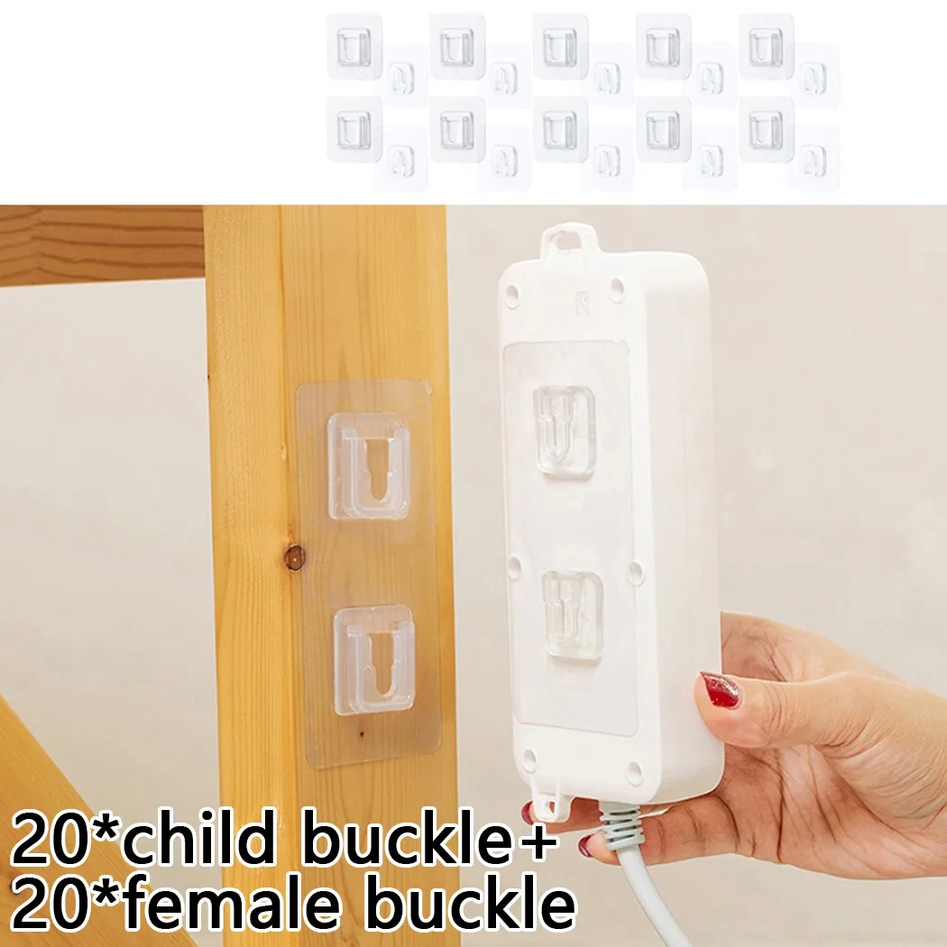 

40*Pair Wall Hooks Double-sided Adhesive Wall Door Hooks For Home Life Hangging PVC High Quality Material
