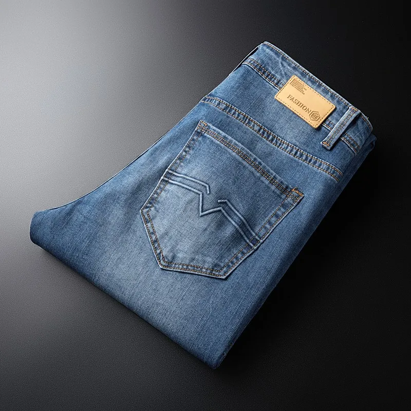 Мужские эластичные джинсы модные зауженные повседневные брюки зеленые синие 28 40