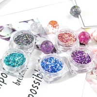 wholesale 12 colors mixed hexagonal sequin laser glitter powder resin filling material nail art filler accessories