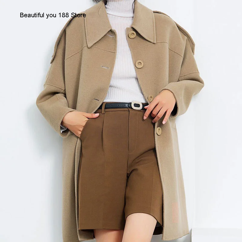 

High end double sided cashmere coat women's middle and long style fall winter 2020 new high count Australian woolen coat