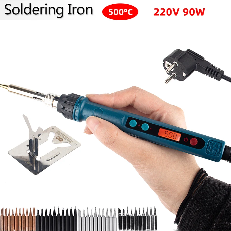 

Soldering Iron Electric Kit for Digital Soldering 220V 90W Household Adjustable Temperature Heat Station Pencil Tips Repair Tool