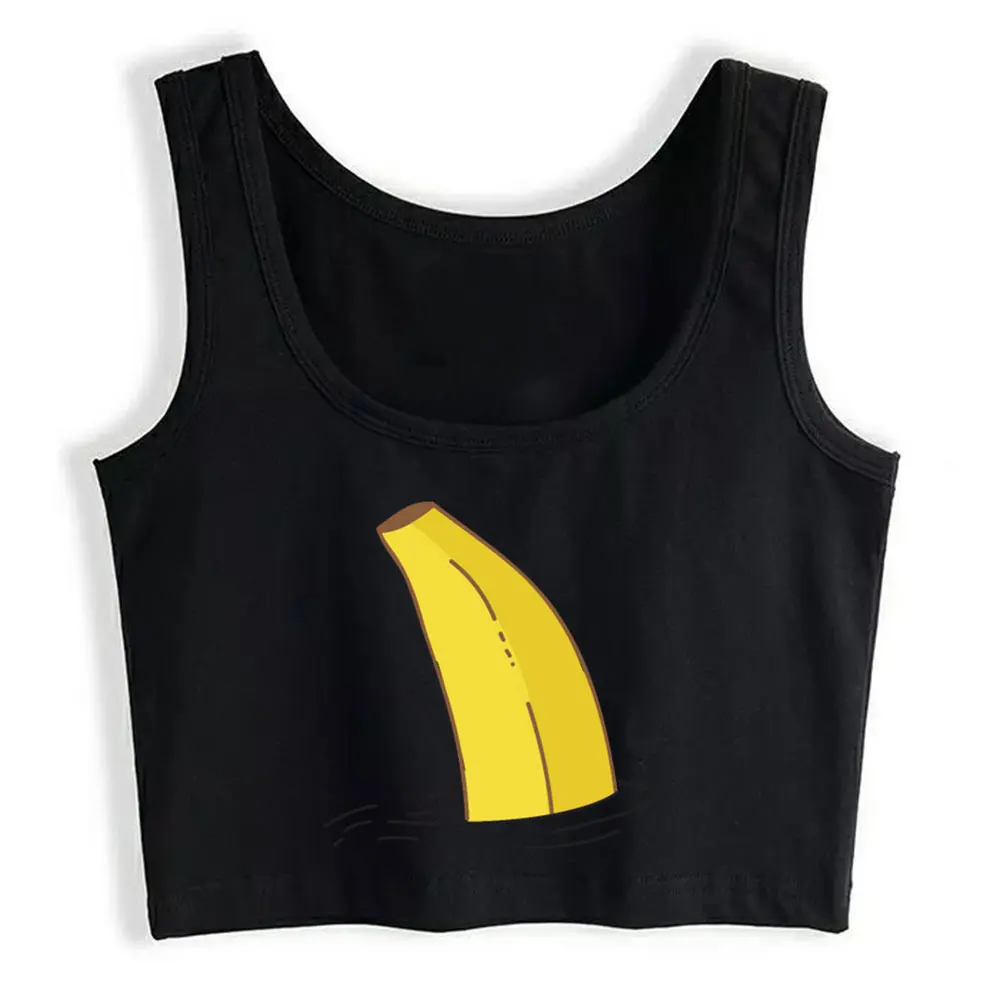 

Crop Top Banana Shark Fin Funny Banana Shark Fish Fruit Basic Harajuku Cotton Y2k Tops Womens Tops blusas mujer de moda verano