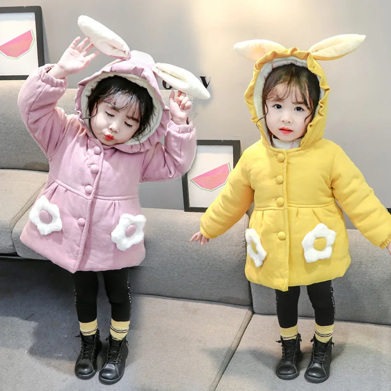 

Детские демисезонные куртки и пальто с красивым кроликом для мальчиков и девочек одежда топы Спортивная утепленная детская одежда верхняя ...