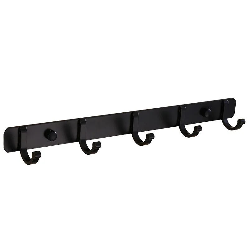5 hooks black 5 крючков для полотенец, висящих на стене, Белый/Черный алюминиевый крючок для одежды, вешалка для полотенец, крючок для ванной комнаты - Цвет: 5 hooks black