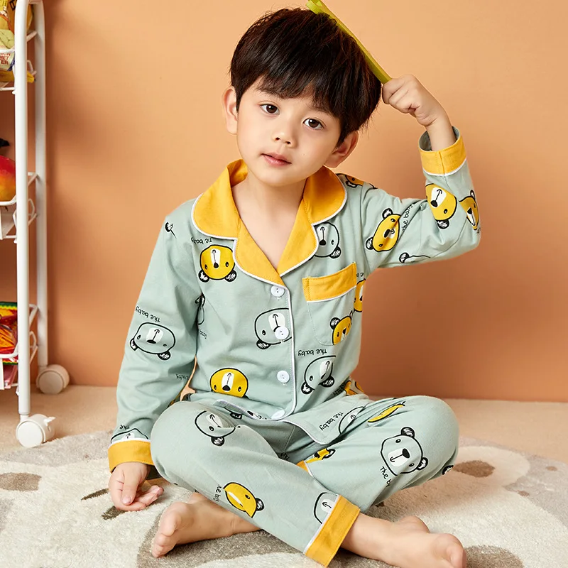 Pigiama per bambini Set ragazzi autunno Homewear primavera cotone bambini Pijama pigiami Cartoon Girls Cardigan Loungewear pigiama coreano