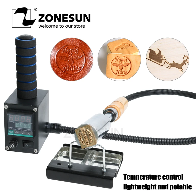 ZONESUN Digital Control Manual Portable Hot Foil Stamping Machine Leather Copper Mold Wood Branding Embossing Heat Press Machine shoes heat press machine album leather printer handbags bronze machine wallet embossing machine stamping machine