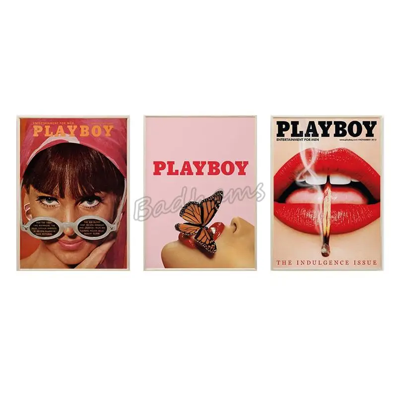 

Canvas Painting Retro Fashion Poster Wall Red Butterflies Sexy Lips Female Art Print Pictures Nordic Living Room Home Decoration