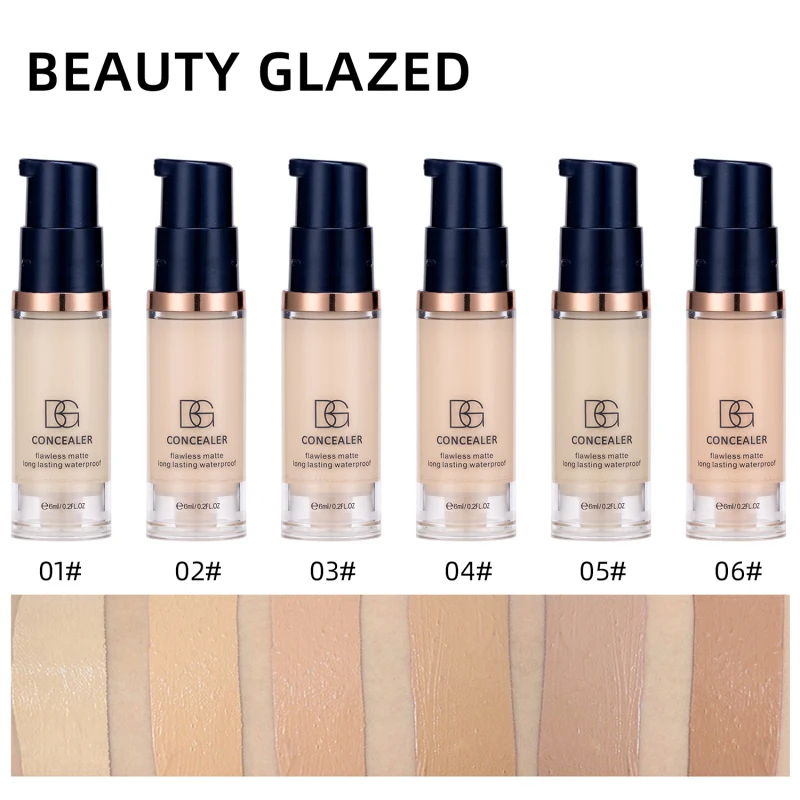 

6 Colors Face Makeup Concealer Liquid Foundation Contour Palette Waterproof Lasting Concealer Natural Face Foundation TSLM1