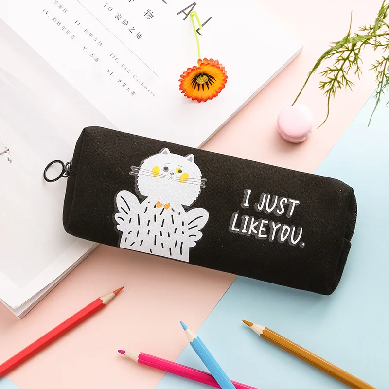 Чехол для карандашей с кошкой холст estojo escolar креативный trousse scolaire stylo школьные