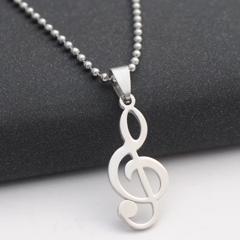 30 stainless steel Clef Music Note Symbol pendant chain Necklace Logo Musical Emblem Talisman Charm Notation Sign jewelry gift