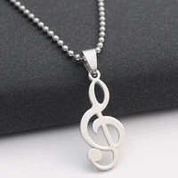 30 stainless steel clef music note symbol pendant chain necklace logo musical emblem talisman charm notation sign jewelry gift