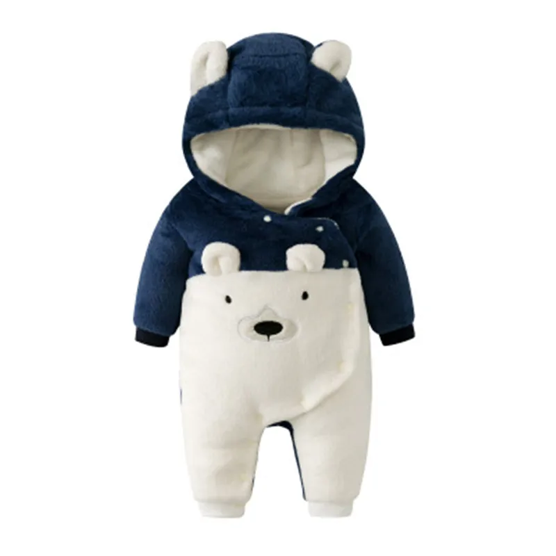 

Newborn baby clothes bear baby and girls rompers hooded plush jumpsuit winter overalls for kids roupa menina baby clothing