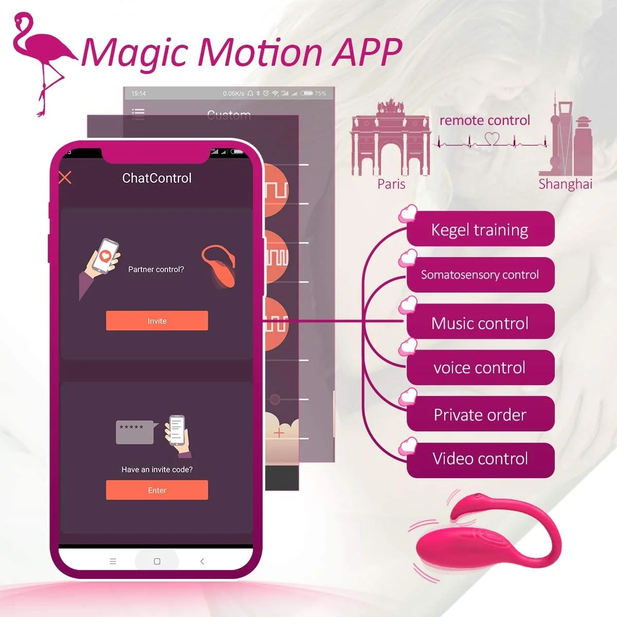 Magic Motion носимых Вибратор массажер интеллигентая (ый) Пульт дистанционного
