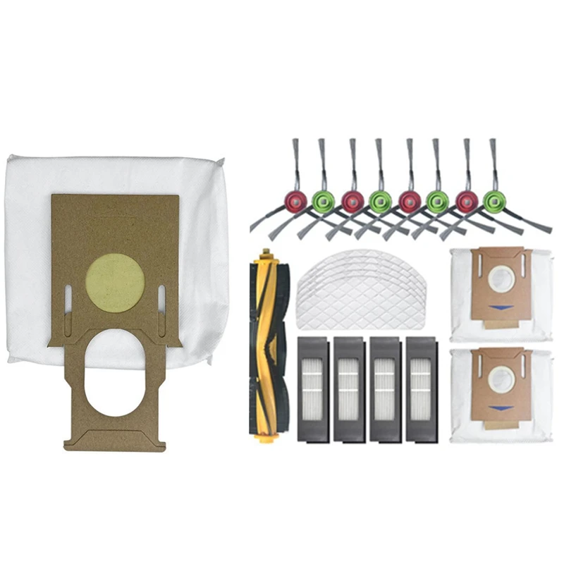 

1set for ECOVACS DEEBOT OZMO T8 Main Brush Side Brush Filter & 10 Pcs Disposable Cleaning Cloth Dust Bag