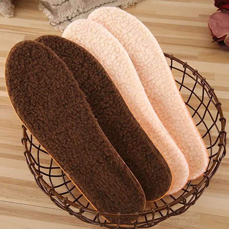 Зимние теплые стельки из овечьей шерсти для обуви унисекс хлопковые массажные