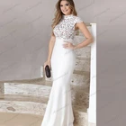 Элегантные белые вечерние платья Aixiangsha, простые кружевные вечерние платья с высоким воротником и коротким рукавом-крылышком, платье для вечеринки