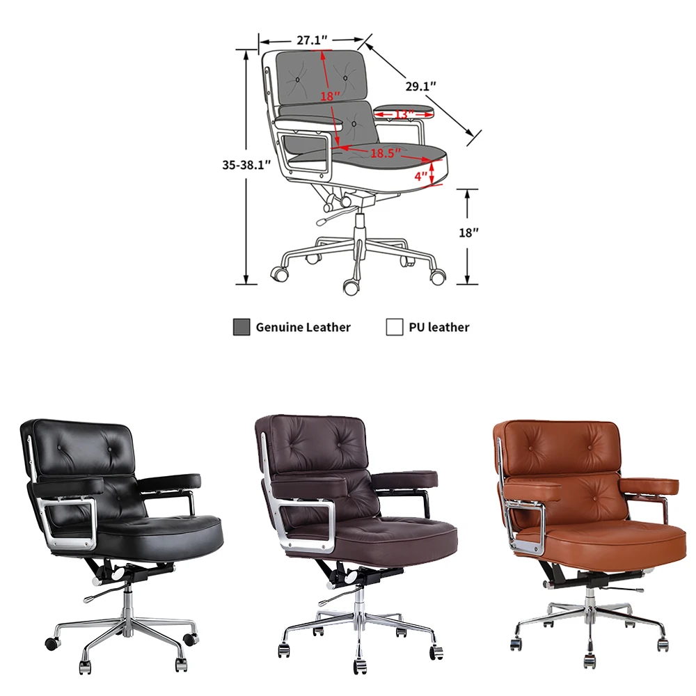 

Ergonomic Computer Office reclining Chair Sedentary Swivel Adjustable Movable Boss Chair Lifting Middle/High Back Tilt Armchair