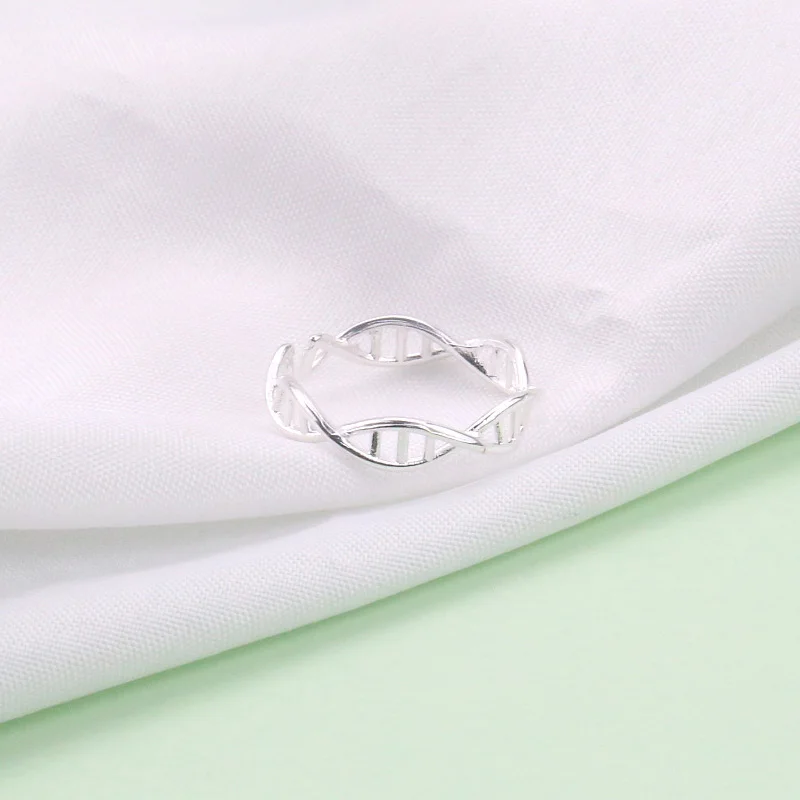 Женские шикарные 925 Серебряные кольца вечерние аксессуары модные креативные ДНК