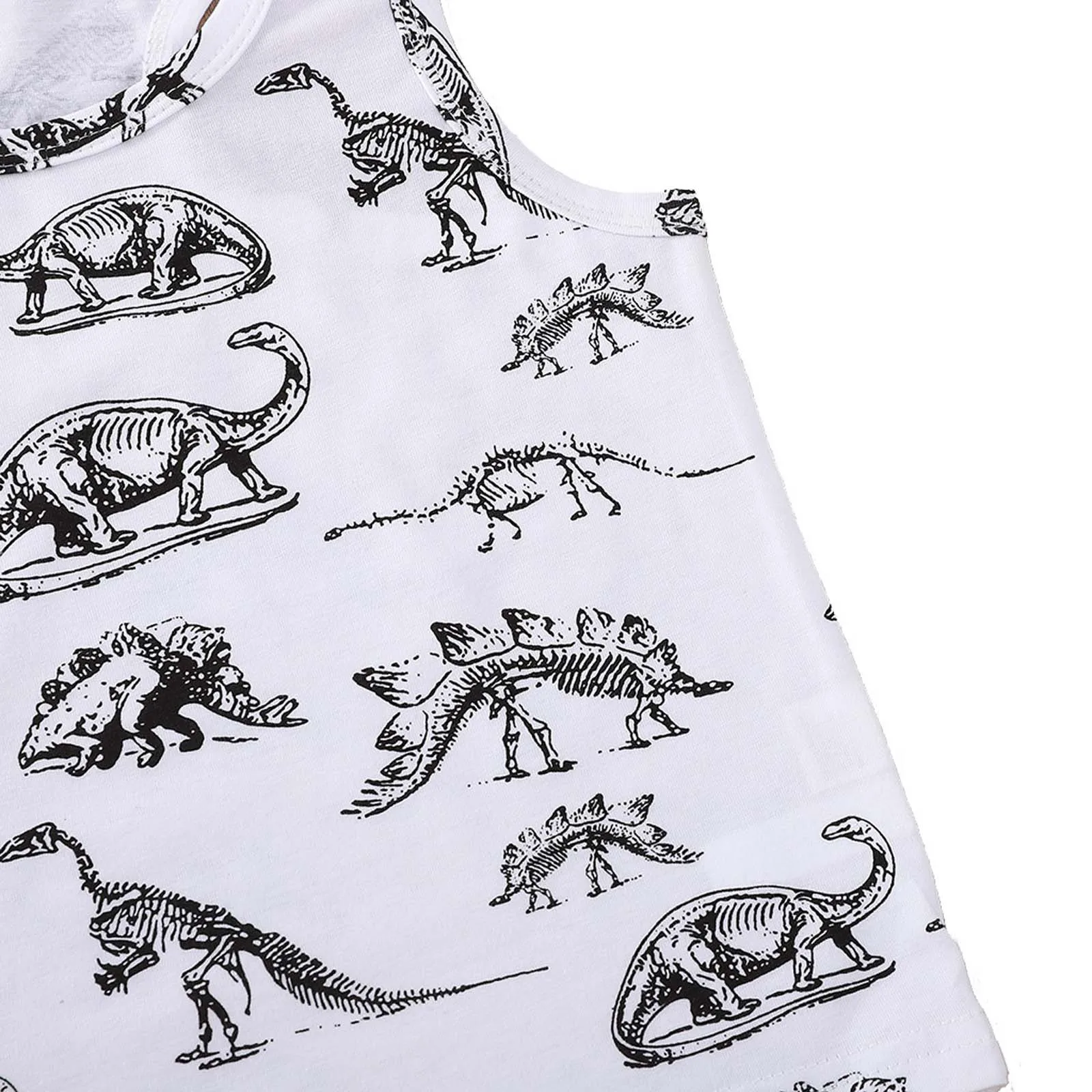 

Summer Toddler Kids Baby Boys Vest T-shirt Casual Light Green Gray O-neck Sleeveless Cartoon Tops Clothes Cotton Playsuits