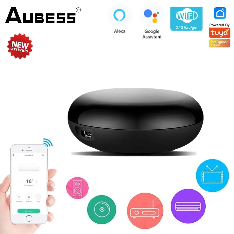 

Aubess Tuya Smart Life WiFi IR Universal Infrared Remote Controller For Air Conditioner TV, Smart Home For Alexa Google Home