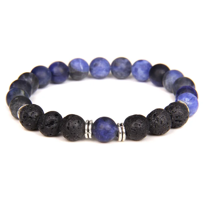 

Matte Natural Stone Lava Charm Bracelets For Women Men Essential Oil Diffuser Sodalite Energy Balance Bangles Fashion Jewelry