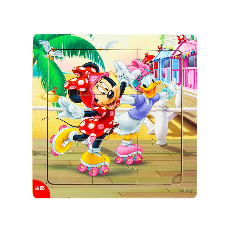 Disney 9 шт/16 шт Белоснежка/София/Микки Минни/замороженная Романтика деревянная коробка головоломка 2-3-4-5 лет детская головоломка - Цвет: Color3-9pcs