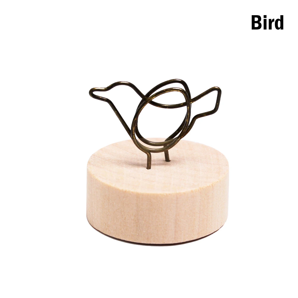 bird 1 1 шт., металлическая карточка, фоторамка, круглый деревянный держатель, картинка, памятка, карта, скрапбукинги, зажимы, украшение для дома, настольный орнамент, сделай сам, подарок - Цвет: bird 1