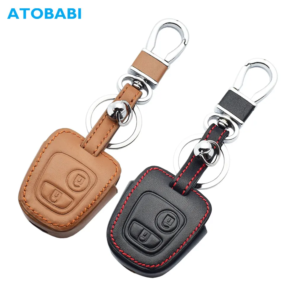 

Кожаный чехол для автомобильных ключей, чехол пульт дистанционного управления защитная крышка для Citroen Peugeot 106 206 306 405 406 308 408 506 107 207 307 407 607 1007