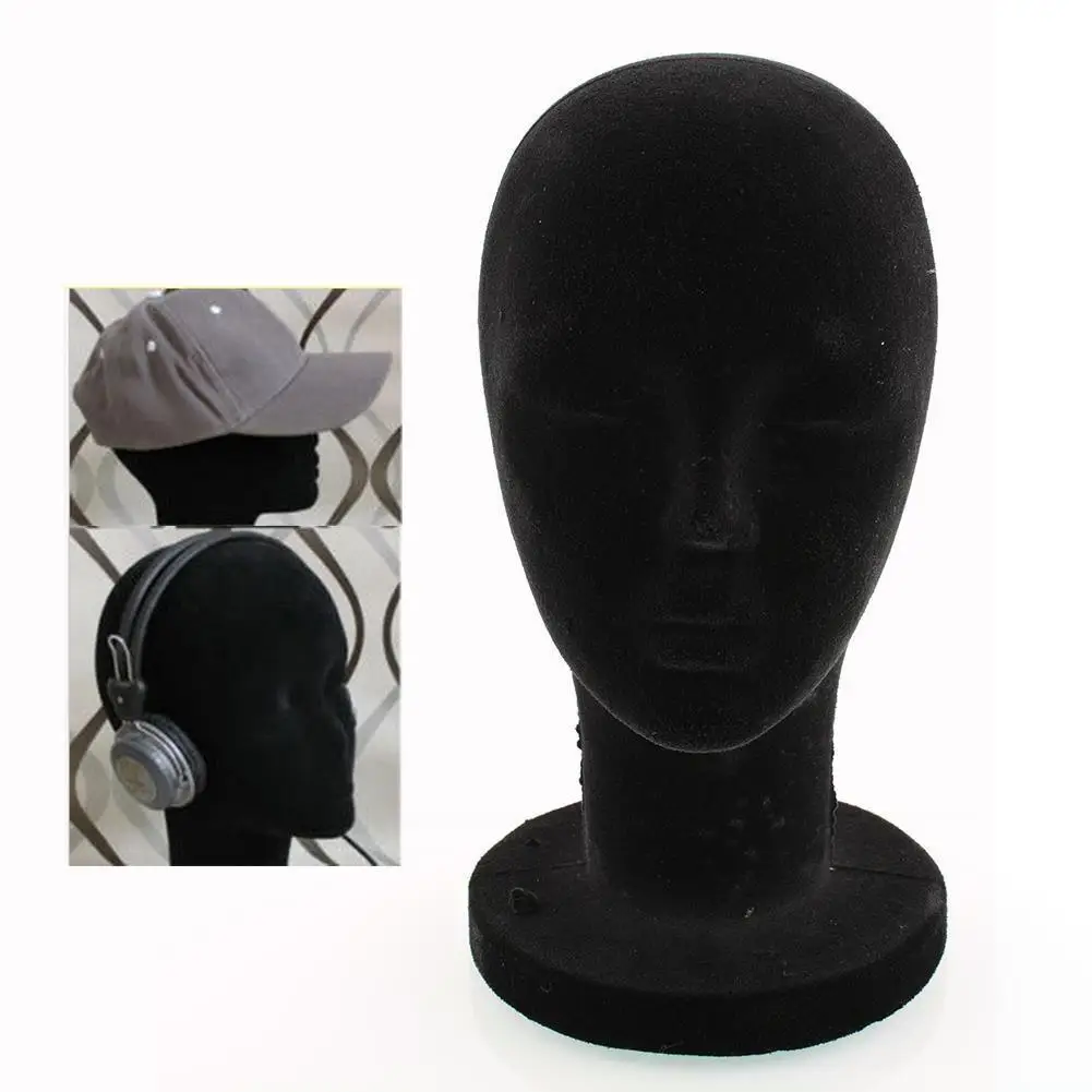 Женский пенопластовый манекен черный 54 см Головной убор для волос Дисплей парика