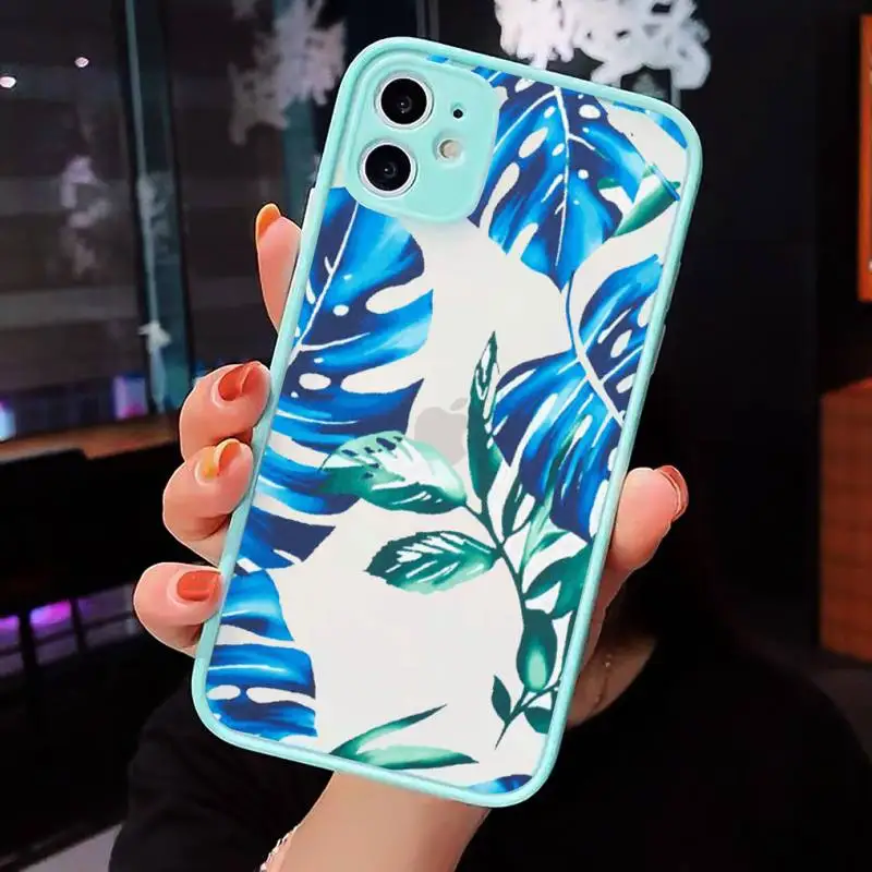 

Retro Floral Leaf Phone Cases matte transparent For iphone 7 8 11 12 plus mini x xs xr pro max cover