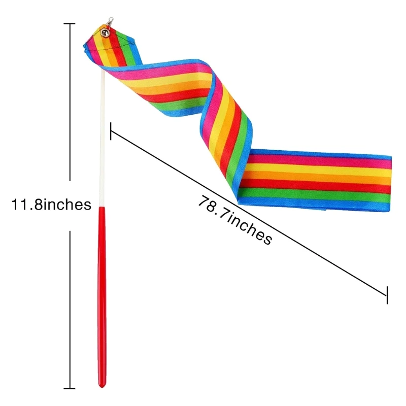 

50LE Kids Rainbow Ribbon Dance Ribbons Bands Rhythmic Gymnastics Ribbon