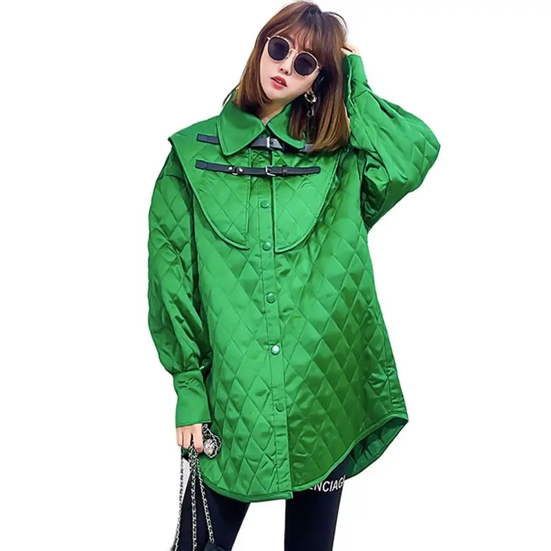 Early Autumn 2022 Thin Cotton Jacket Women Korean Style Harajuku European Goods Long Windbreaker Black Jacket Women Winter Coat